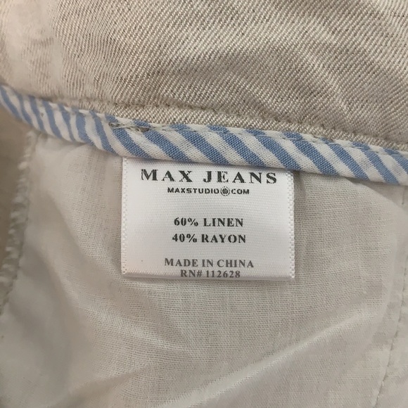 MAX Jeans: linen high waist relax hip cropped leg cuffed trousers pants EUC - Picture 9 of 9